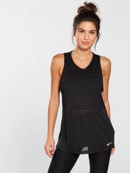 Nike Training Striped Loose Breathe Tank Top Black Size M Women