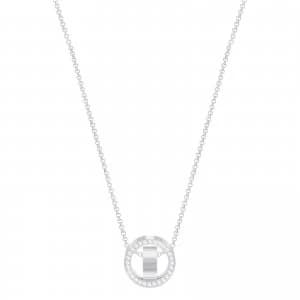 Swarovski Hollow Rhodium plated White Hoop Necklace Jewellery