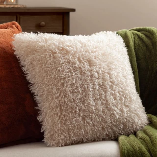 Furn Furn Rowan Faux Fur Cushion in Beige Size: 50cm x 50cm Beige 50cm x 50cm Unisex 5025532865465