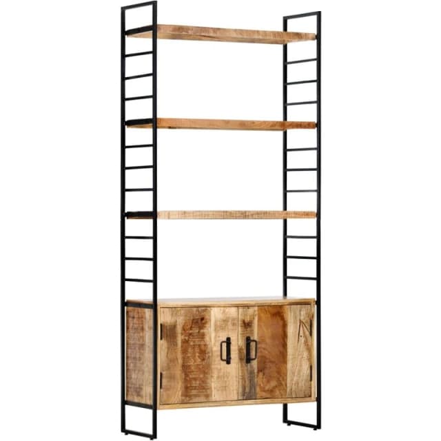 vidaXL Rough Mango Wood 4-Tier Bookcase 80cm Book Racks Display Unit Cabinet