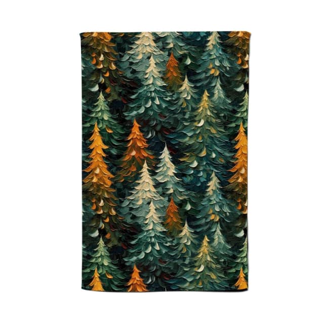 Warren Reed - Designer Impasto Style Christmas Trees Tea Towel in Green Green Unisex