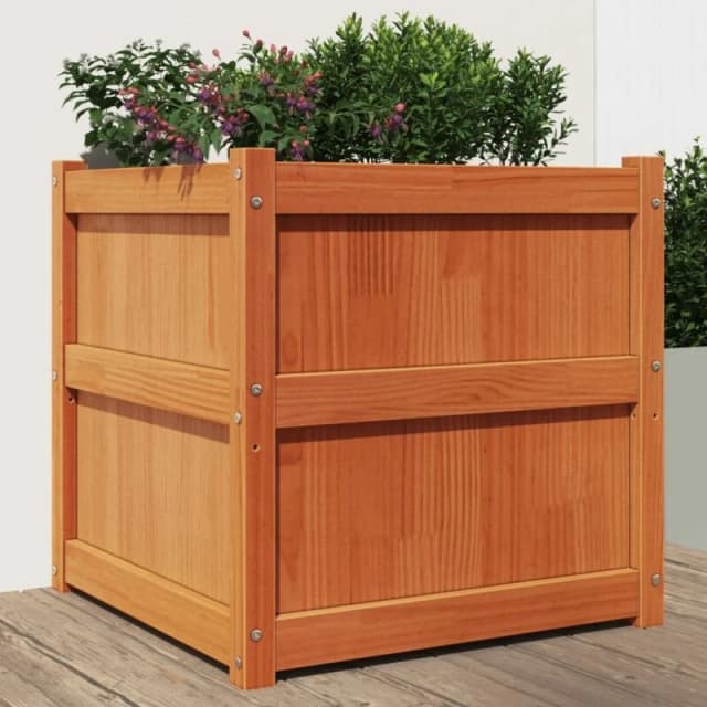 vidaXL Garden Planter Wax Brown 60x60x60cm Solid Wood Pine, Brown 837428