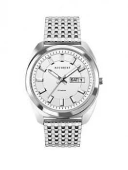 Accurist Retro Range Silver Daydate Dial Stainless Steel Bracelet Watch