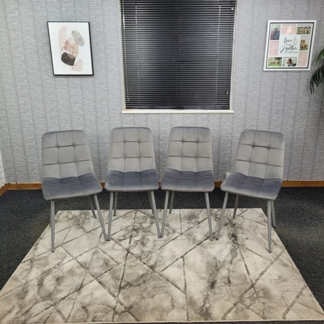KOSY KOALA Dining Chairs Set Of 4 Tufted Chairs Velvet Chairs Seats Grey