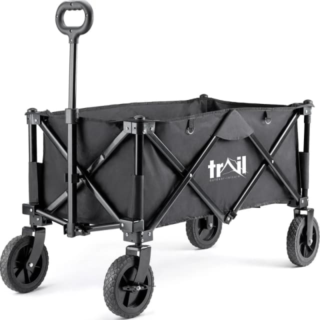 Trail Outdoor Leisure Trail Camping Festival Trolley Folding Beach Cart Garden Wagon Heavy Duty 80kg in Black Unisex
