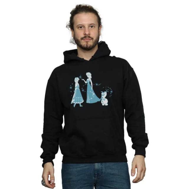 Disney Men Frozen Magic Snowflakes Hoodie in Black Size: Small Black S Male 5059308790989