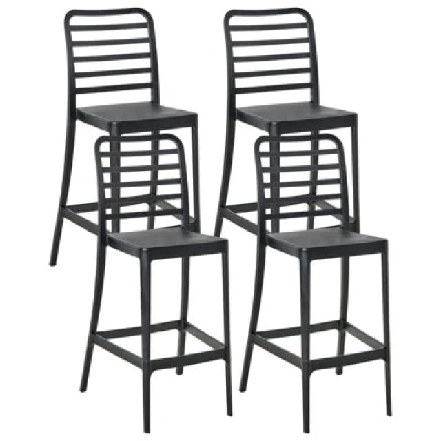 Beliani Set Of 4 Bar Chairs Seceda Synthetic Material 2 In 1 Black