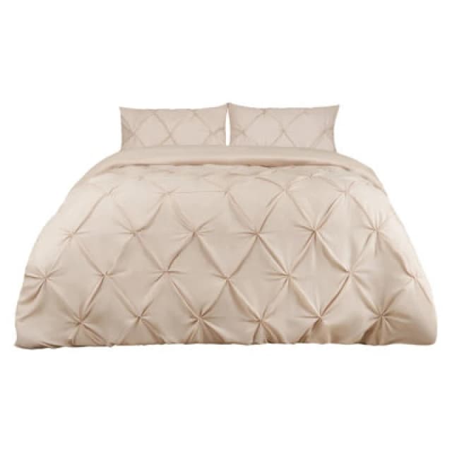 OHS OHS Diamond Pintuck Duvet Cover with Pillowcase in Beige Size: King Beige King Unisex 5027434153527