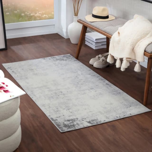 Livabliss Abstract Modern Marble Charcoal Alix Area Rug 80 X 150 Cm - Easy Care, Non Shedding, Ideal For Living Room & Bedroom