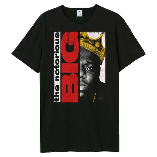 Amplified Amplified Men Half Face Portrait Notorious Big T-Shirt in Black Size: X-Small Black XS Male 5063852064779