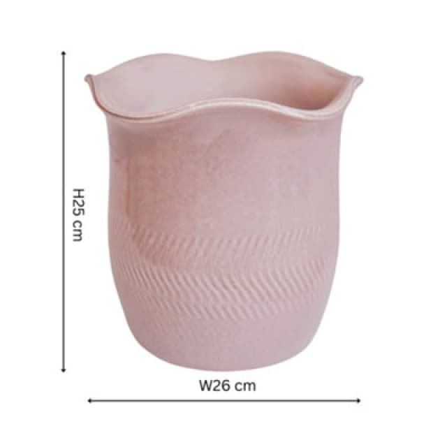 Ivyline Camellia Blush Scalloped Edge Planter H25Cm D26Cm