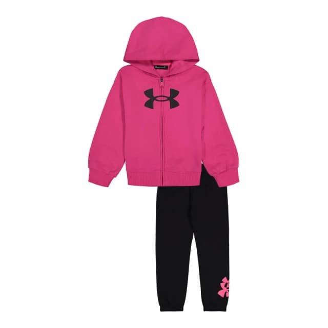 Under Armour Armour Big Logo Hoodie Set Baby Girls - Pink Pink 6 - 9 Months