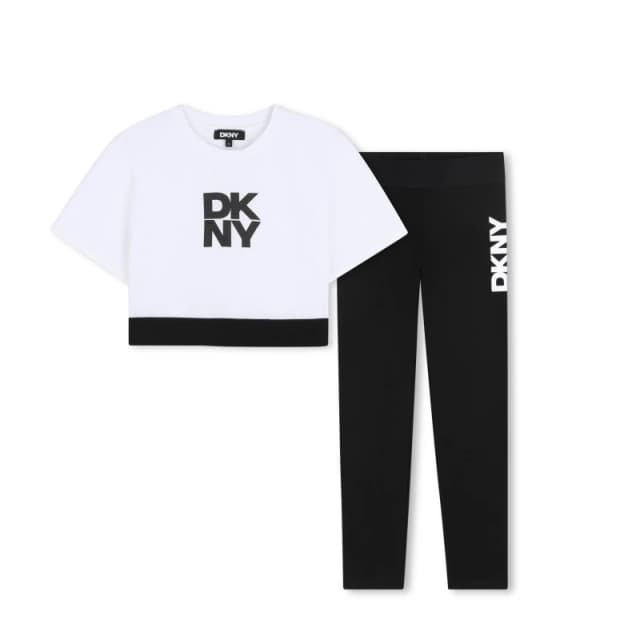 DKNY Legging Set Jn63 White/Black female 6Y