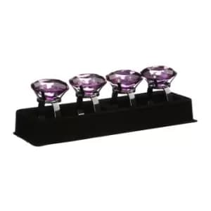 Premier Housewares Set of 4 Napkin Rings - Purple Diamante/Chrome Finish
