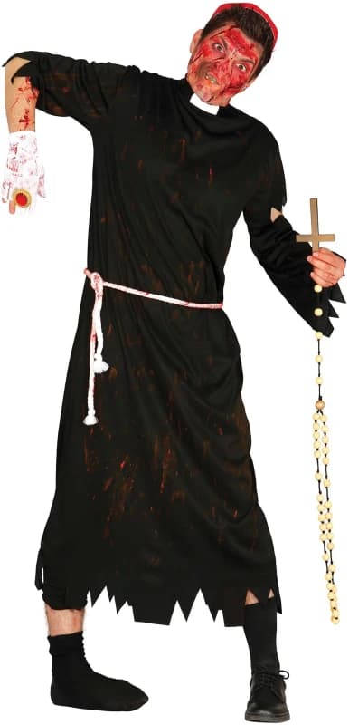 Fiestas Guirca Fancy Dress Adult Zombie Priest Dress in Black Size: Large Black Unisex L