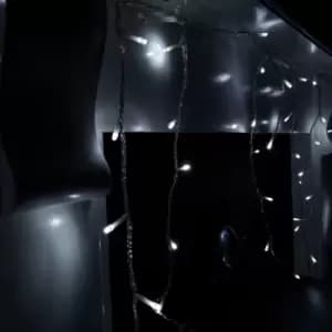 240 LED 5.8m Premier Snowing Iciclebrights Indoor Outdoor Multifunction Christmas Icicle Lights on Clear Cable with Timer in Cool White