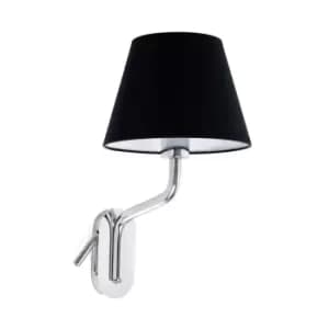 Eterna Right Chrome, Black Shade Table Lamp With Reading Light