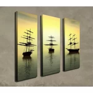 CU03 Multicolor Decorative Canvas Painting (3 Pieces)