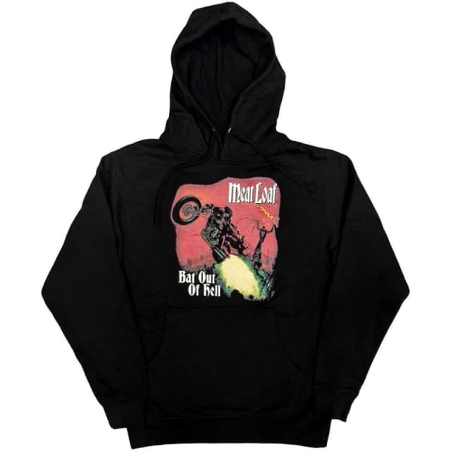 Meat Loaf Mens Bat Out Of Hell Pullover Hoodie in Black Size: 2XL Black Male 2XL