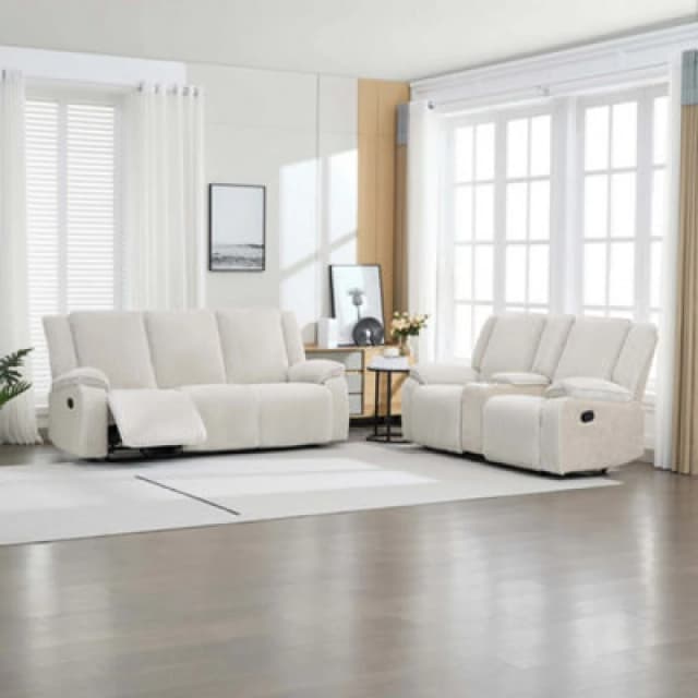 More4Homes Verona 3+2 Jumbo Cord Manual Recliner Sofa Set (Beige)