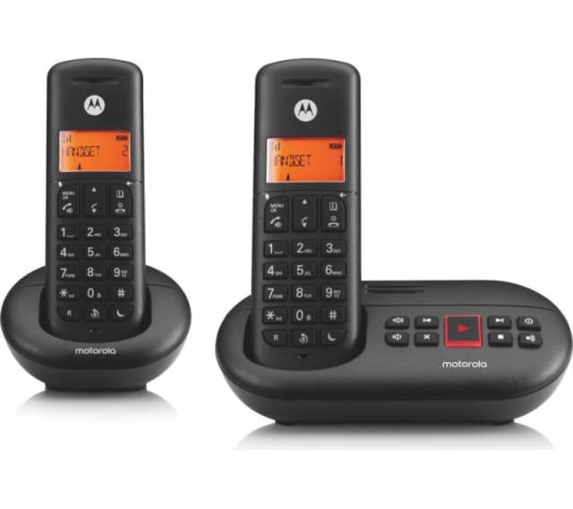 MOTOROLA E212 Cordless Phone - Twin Handsets, Black 5055374716984