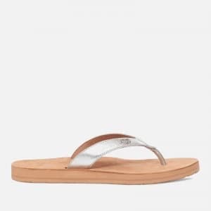 UGG Womens Tawney Logo Flip Flops - Silver - UK 8