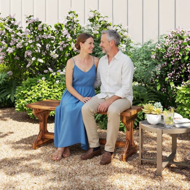 OUTSUNNY Wooden Garden Bench, Rustic Backless Outdoor Loveseat, Carbonised in Brown Size: 2 Seater Brown Unisex 2 Seater