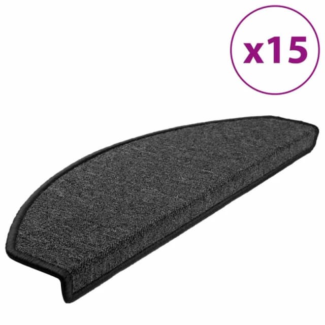 vidaXL 15x Stair Mats Anthracite 65x24x4cm Step Carpet Tread Rug Protector