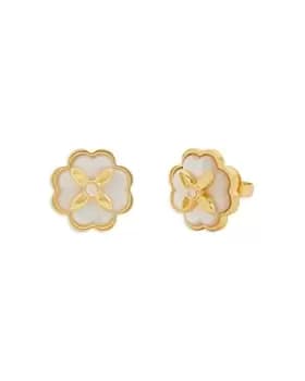 kate spade new york Heritage Bloom Cubic Zirconia & Mother of Pearl Flower Stud Earrings in Gold Tone