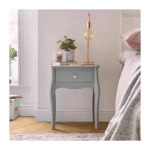 Grey Bedside Table - Wooden 1 Drawer Bedside Cabinet- Vintage Style Nightstand with Rose Gold Handle - Side Table Storage for Bedroom, Home Office,