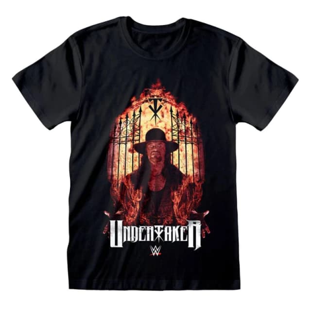 WWE Mens Undertaker Flames T-Shirt in Black Size: Large Black Male L