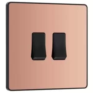 BG Evolve Polished Copper 20A 16Ax Double Light Switch - 2 Way