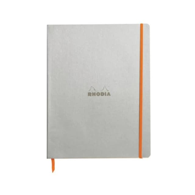 Rhodia Clairefontaine Rhodiarama Notebook 80 Lined Pages A4+ Silver Cover 117701C 117701C