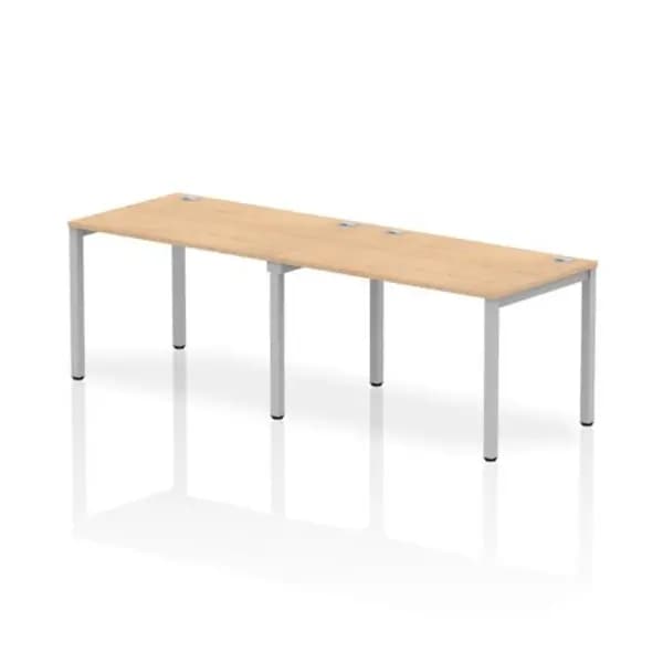 Impulse Bench Single Row 2 Person 1200 Silver Frame Office Bench Desk Maple