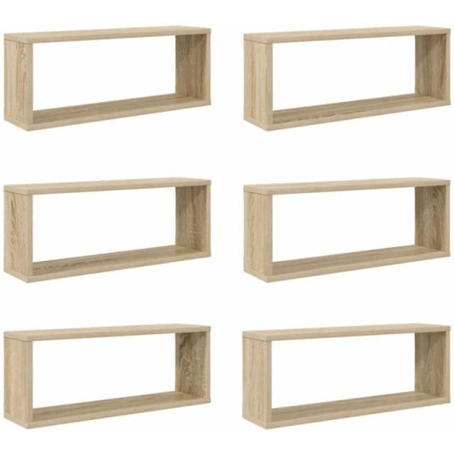VIDAXL Vidaxl - Wall Cube Shelf 6 pcs Sonoma Oak 60x15x23cm Engineered Wood 8720286595626