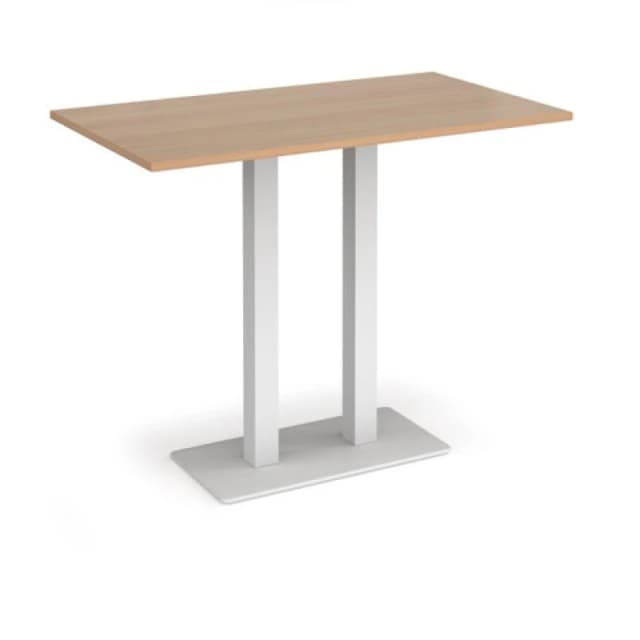 Eros Eros rectangular poseur table with flat white rectangular base and twin uprights 1400mm x 800mm - beech EPR1400-WH-B