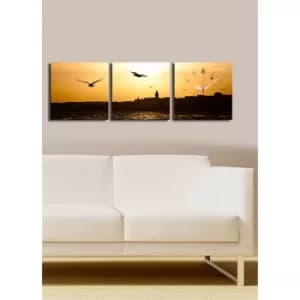 3P2828CS-12 Multicolor Decorative Canvas Wall Clock (3 Pieces)