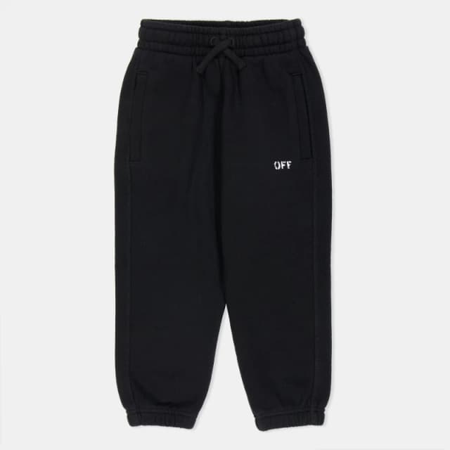Off White Kids Closed Hem Fleece Jogging Bottoms Black/White male 6Y