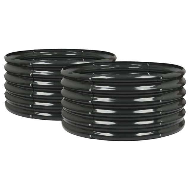 Harbour Housewares Round Raised Garden Beds - 90cm x 45cm - Pack of 2 in Black Size: 90cm x 45cm Black Unisex 90cm x 45 cm