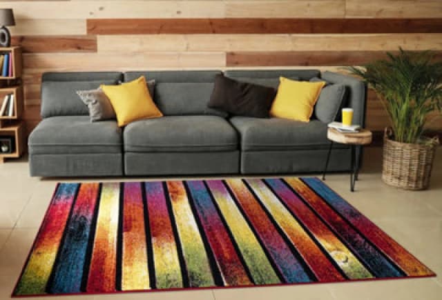 Smart Living Smart Living Modern Hand Carved Multicolour Soft Thick Area Rug - Stripes Size: 80cm x 150cm Multi 80cm x 150cm Unisex 8680504113998