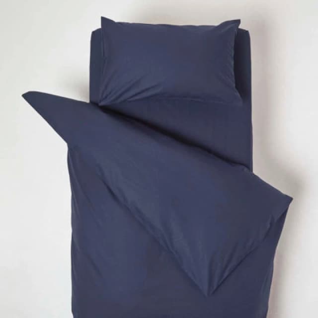 Homescapes Cotton Cot Bed Duvet Cover Set 200 Thread Count Navy