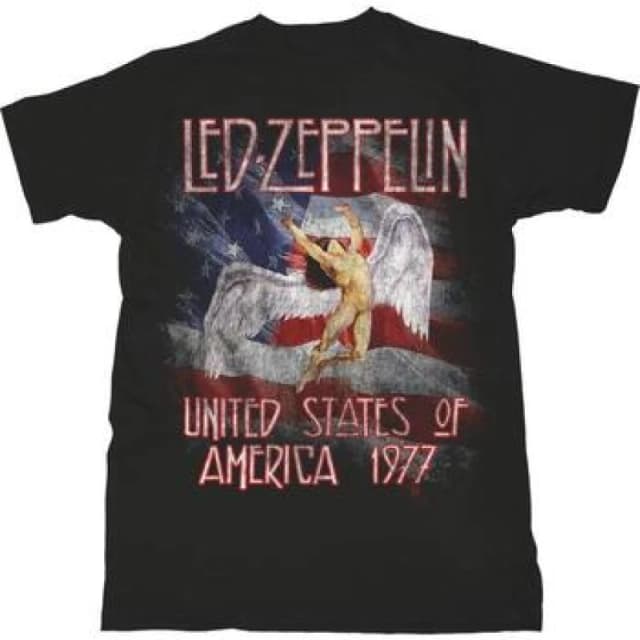 Led Zeppelin LED Zeppelin Men Stars & Stripes T-Shirt in Black Size: X-Large Black XL Male 5063238456389