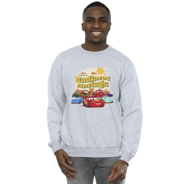 Disney Men Cars Radiator Springs Group Sweatshirt in Grey Size: Small Grey S Male 5063283485853