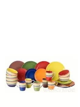 Waterside 24 Piece Rainbow Stripe Dinner Set
