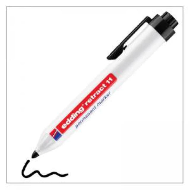 edding 11 Permanent Marker Retractable Bullet Tip 1.5-3mm Black (Pack 10) - 4-11001