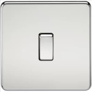 KnightsBridge 10A 1G 230V Screwless Polished Chrome Intermediate Switch Wall Plate