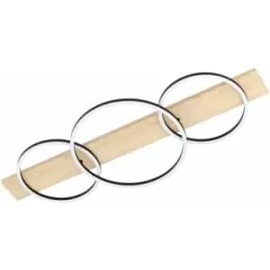 Loops - Wall Flush Ceiling Light Black Brown Shade White Plastic Bulb LED 2x12W 1x12W