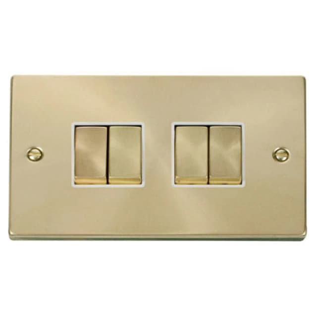 SE Home Satin / Brushed Brass 10A 4 Gang 2 Way Ingot Light Switch Gold unisex