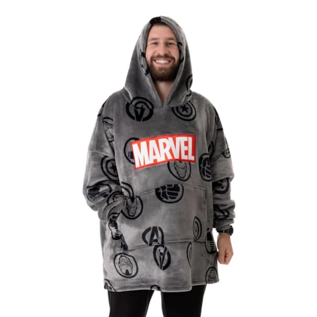 Marvel Marvel Men Blanket Hoodie in Grey Grey One Size Male 5063203039210