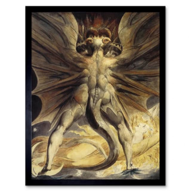 Artery8 William Blake Red Dragon Woman Clothed Sun 1805 Old Framed Wall Art Print